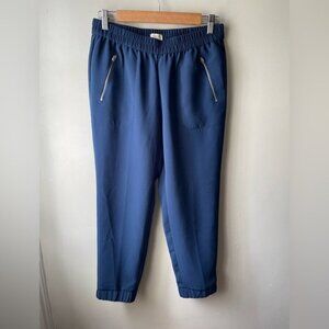 J CREW Factory Sydney Pull On Jogger Pants Size 2 Navy Blue Zip Pockets
